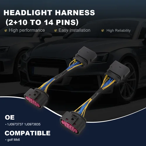 Imagen 2 del producto 1J0973737 Conector adaptador de cableado de faros de xenón 1J0973835 para VW Golf Mk6 Audi