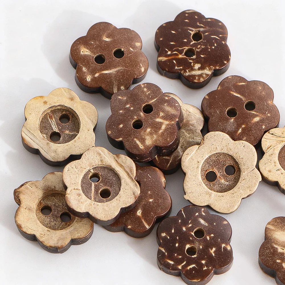 

20pcs 12MM Vintage Plum Blossom Decorative Buttons Made of Natural Coconut Shell for DIY Clothing Sewing and Crochet Decoration