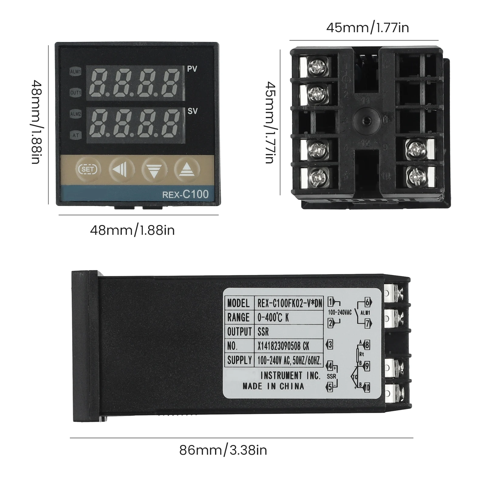 45*45mm Smart Temperature Controller Smart Thermostat Temperature Monitor User-Friendly Display Multi-Sensor Input