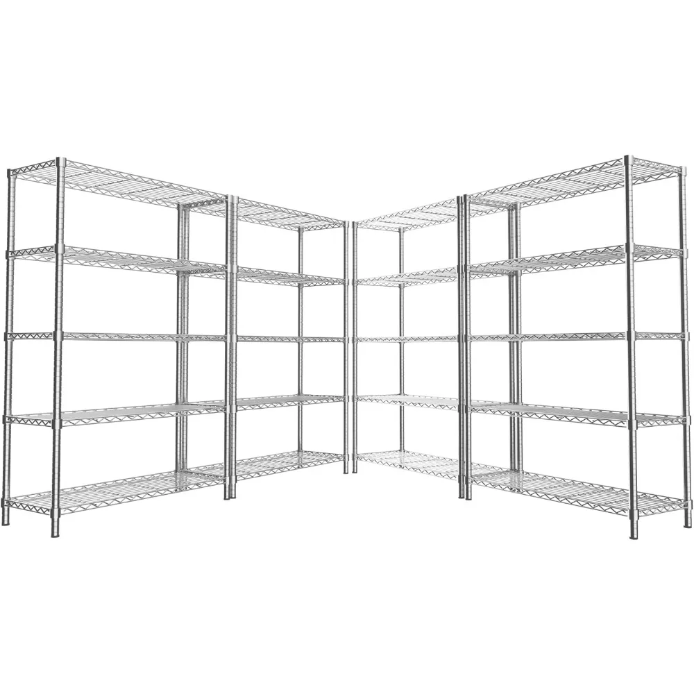 Storage Shelves, Garage Wire Shelving Unit Loads 1750LBS, 5-Tier Adjustable Metal Industrial Utility Shelf Rack, Garage Shelves