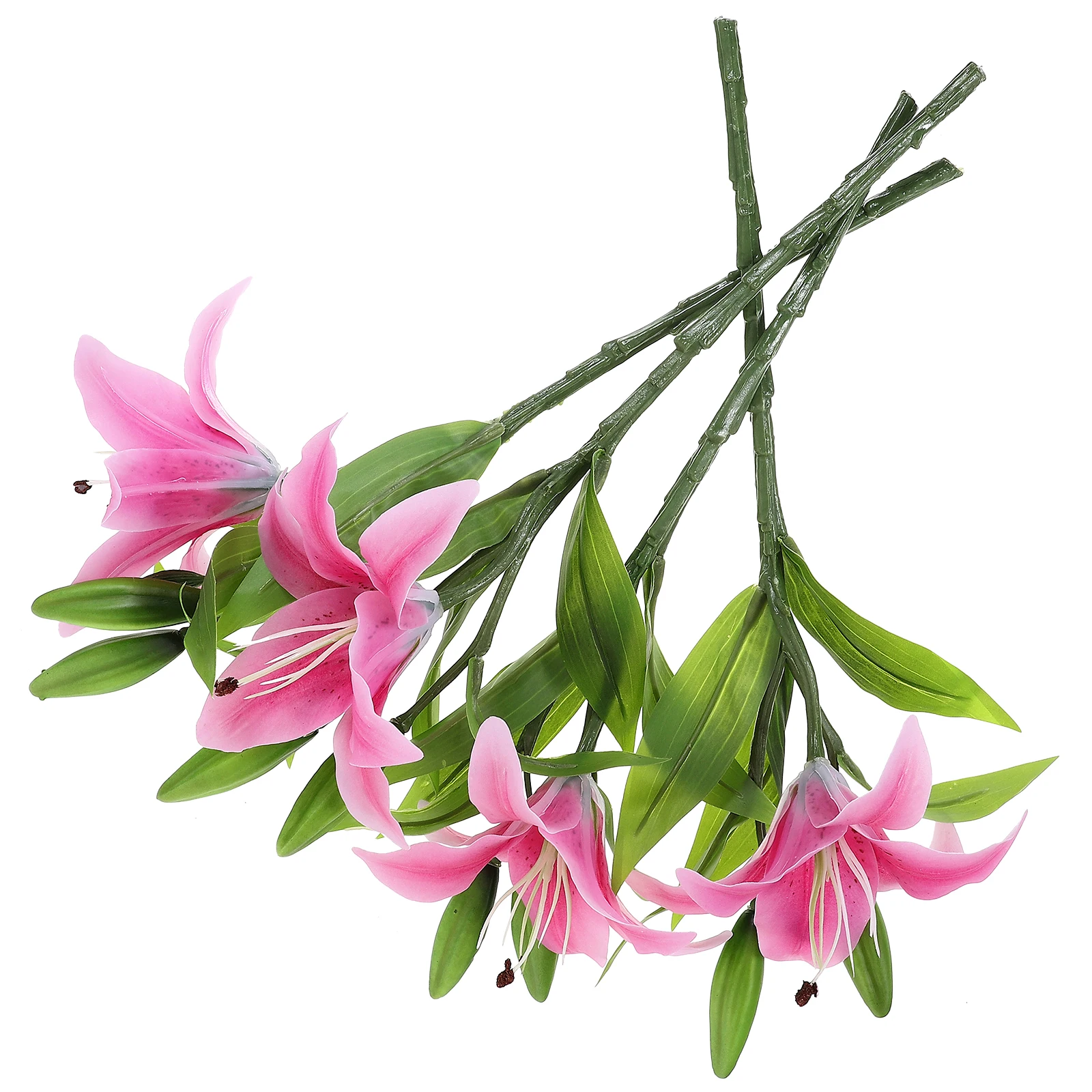 

4 Pcs Artificial Lily Realistic Flowers Fake Bouquet Ornament Decoration Faux Household
