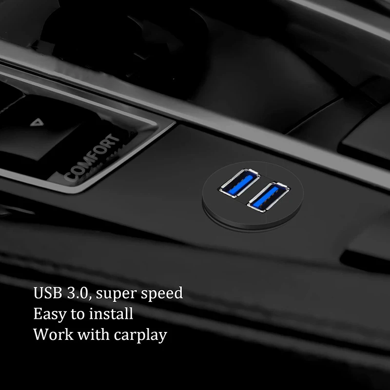 1m 3ft 2 Ports Dual USB 3.0/2.0 Dashboard Panel Flush Mount Extension Cable for Car Truck Boat Motorcycle Waterproof Cord