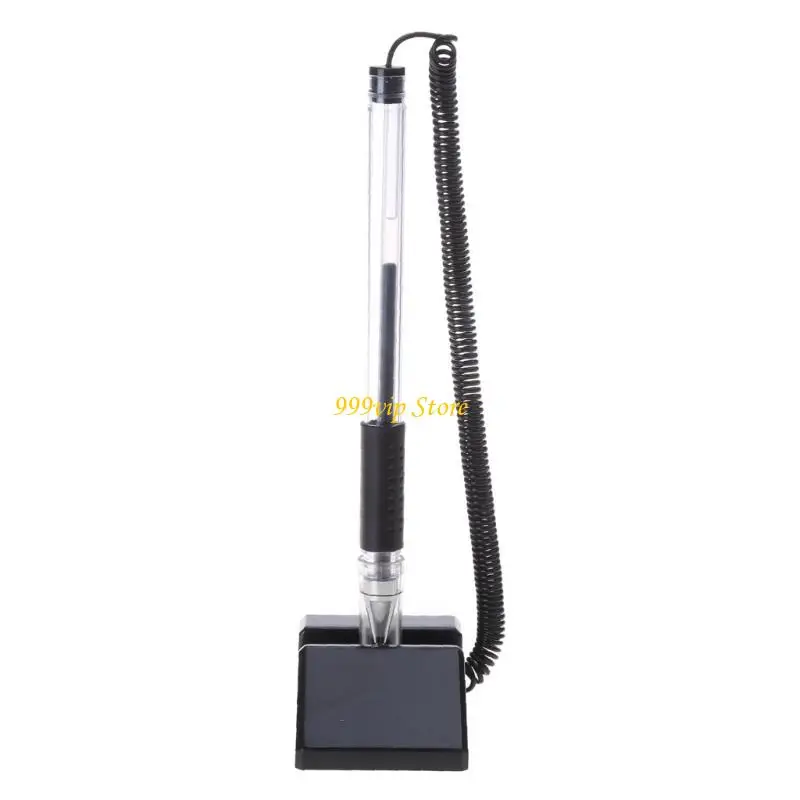 C90C 6pcs Secure Counter Pens Gel Pen with Adhesive Chain for Reception Desk