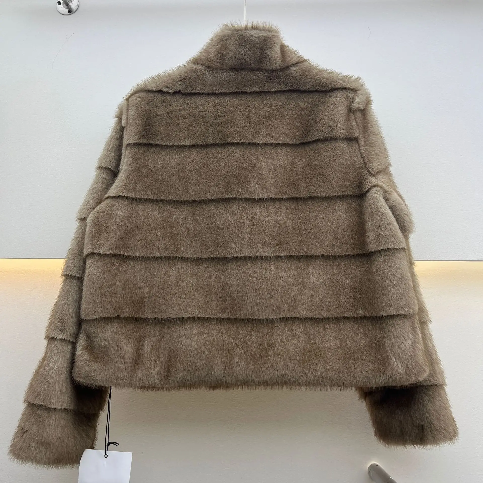 Korean Style Elegant Fashion Retro Stand Collar Long Sleeve Loose Versatile Casual Faux Fur Coats Women's Plush Short Jackets