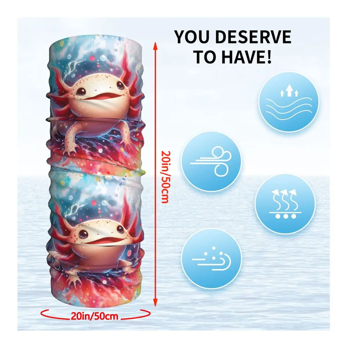 Cute Axolotl Headband Neck Warmer Men Ski Running Tube Scarf Medical Nurse Face Bandana Gaiter