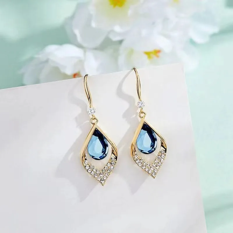 Minimalistische Hohle Wassertropfen-Ohrringe für Frauen, Leichter Luxus, Glänzender Kristall-Anhänger, Ohrringe für Braut, Hochzeit, Party, Modeschmuck