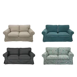 EKTORP Double Sofa Cover Customized K Linen Couch Cover for Sofa Velvet Cotton Linen Solid Color Fabric
