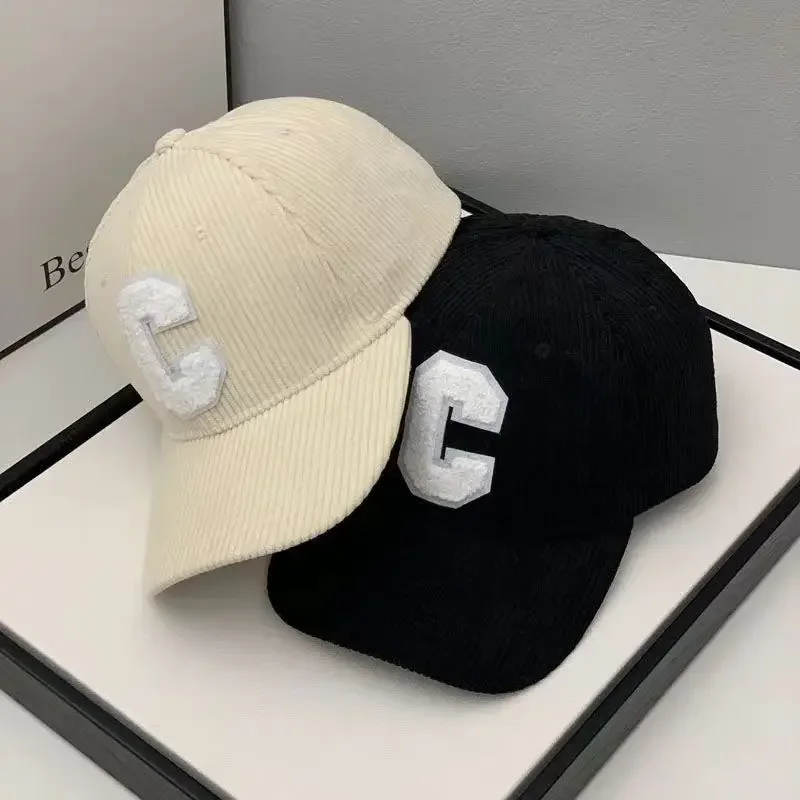 Corduroy Baseball Cap Adjustable Snapback Hat Casual Hip Hop Men's Fashion C Letter Outdoor Fishing Jogging Cap