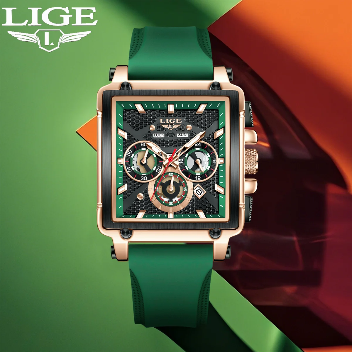 

LIGE New Men Military Watches Hollow Square Fashion Business Men Watch Sport Waterproof Quartz Chronograph Relogio Masculino+BOX