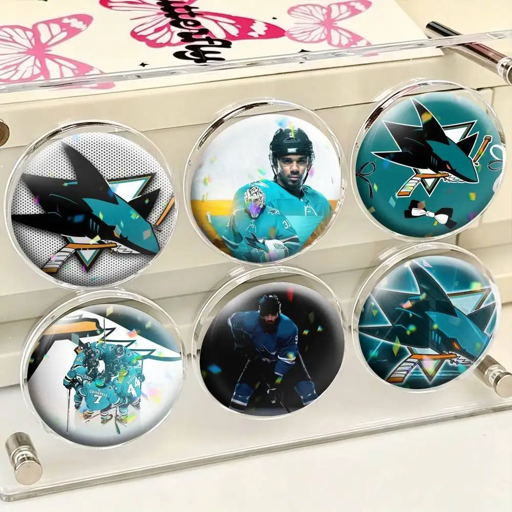 E-San Jose Sharks  25mm 32mm 44mm 58mm 75mm Brooches Badges Pins for Accessories Gift