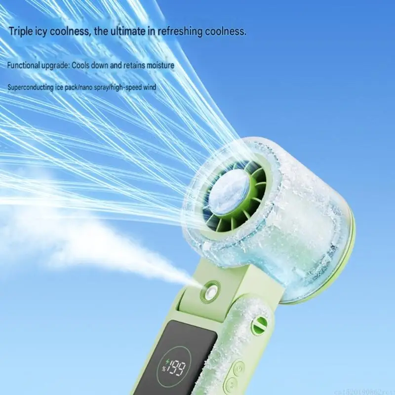 D5BB Handheld Cooling Fan with Digital Screen, Rechargeable Desk Design and Cooling Outlet for Warm Weather Travel Use