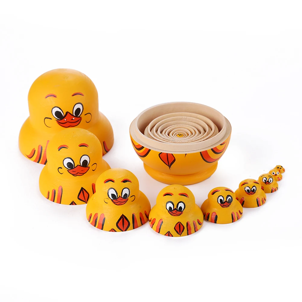 10-laags handgemaakte handgeschilderde kunst ambachten gele eend Matryoshka houten Babushka poppen speelgoed decoratie ornamenten