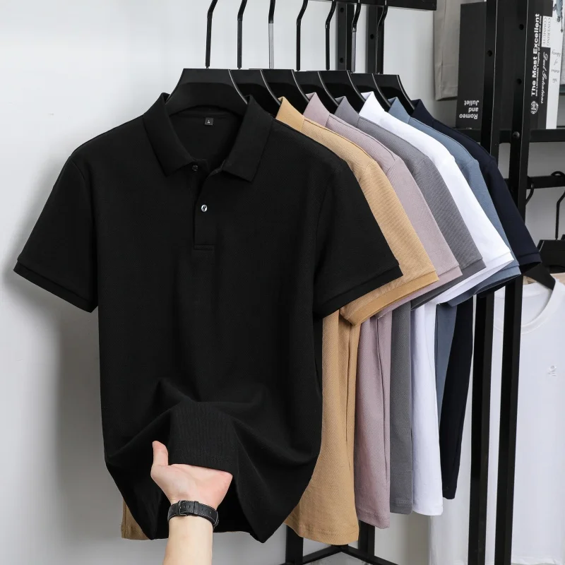 2025 Summer men's pure cotton high-quality breathable polo shirt high-end T-shirt polo fashionable casual slim fit top - Image 2