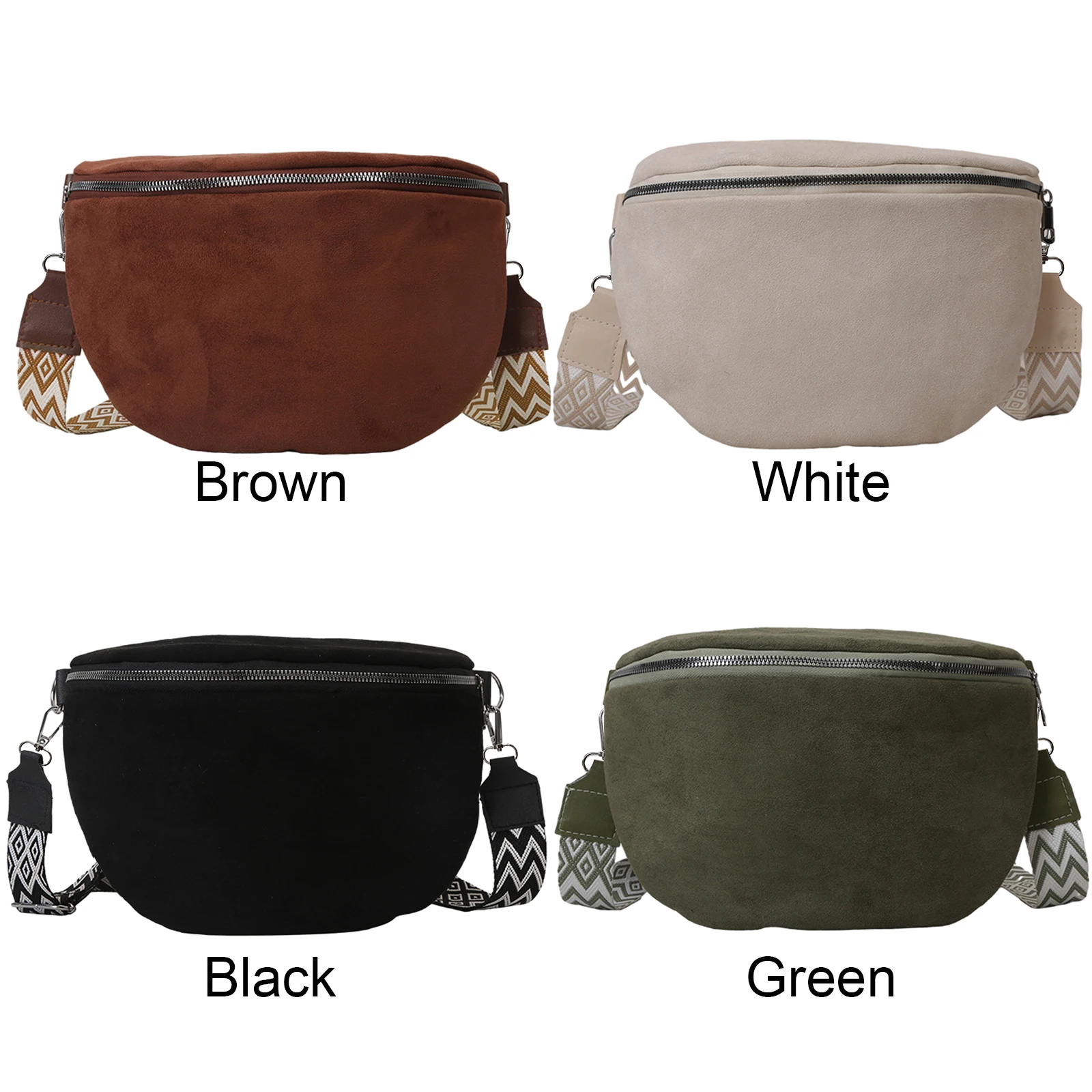 

Women Casual Sling Bag Solid Color Chest Bag Half Moon Crossbody Bag Adjustable Wide Strap Fashion Waist Bag for Travel Shopping