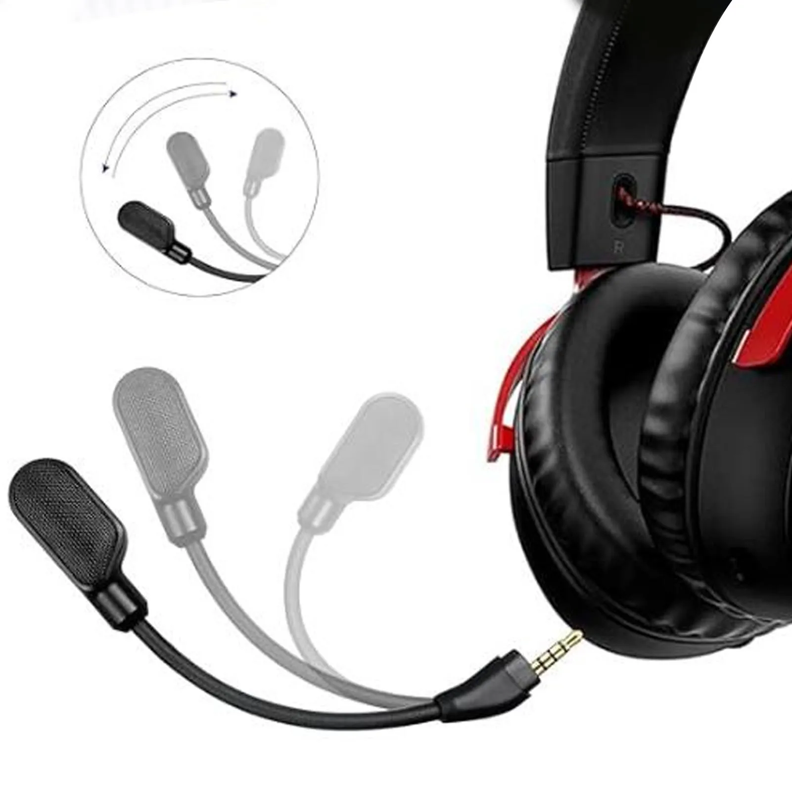 Microfone Substituto para HyperX Cloud III com Cancelamento de Ruído, Indicador LED de Mudo, Microfone Flexível para Fones de Ouvido Gamer