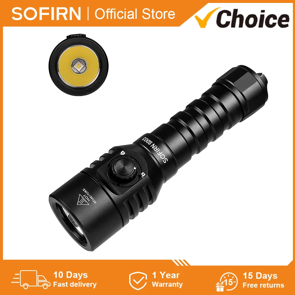 Sofirn SD03 Diving Flashlight 1800lm SFT40 IP68 Waterproof 5000K 18650 Diving Lantern Scuba Rotary Switch Underwater Torch