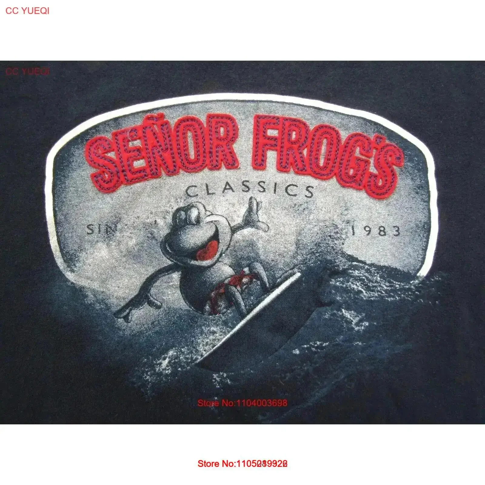 

SENOR FROGS Classics Surfing CANCUN MX синяя футболка из фетра с надписью мужская XL винтажная стираная дышащая стильная уличная одежда