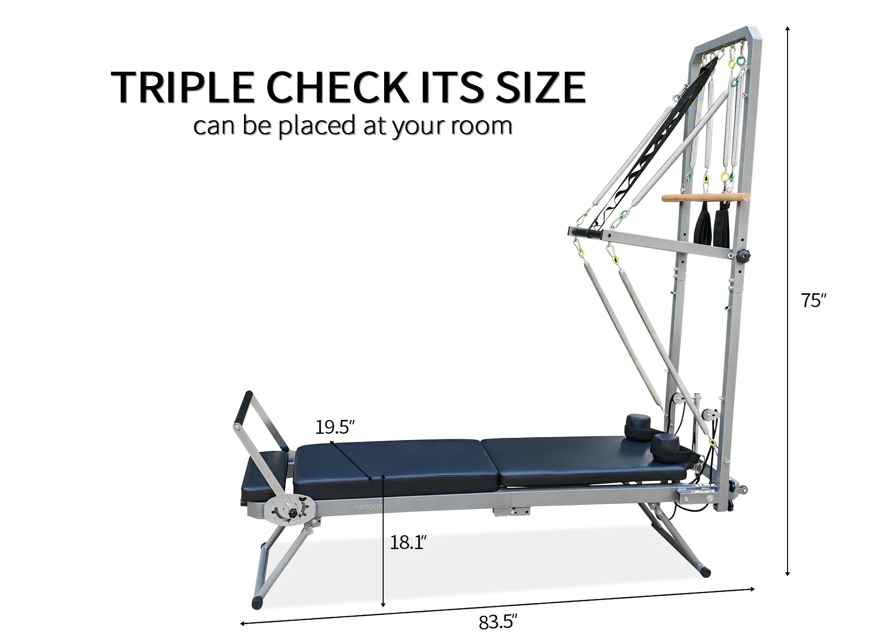 Foldable Pilates Reformer Machine with Tower for Home view 2