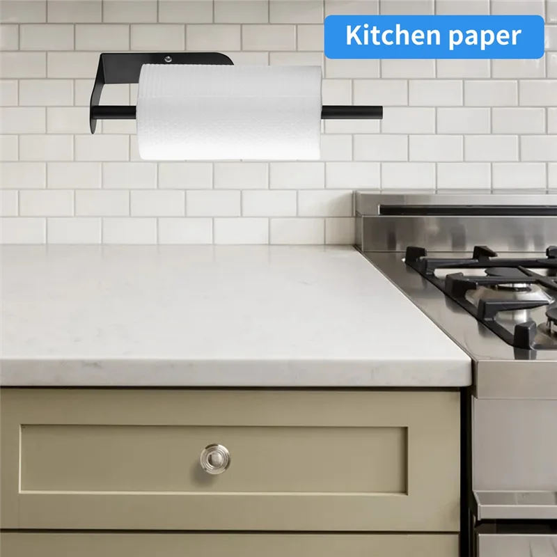 

Держатель для бумажных полотенец ABLJ, держатель для бумажных полотенец под шкафом с функцией демпфирования, настенное крепление, самоклеящаяся или сверление