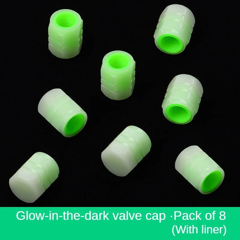 Automobile Luminous Tire Cap Luminous Valve Cap Automobile Electric Vehicle Motorcycle Fluorescent Valve Core Cover Universal