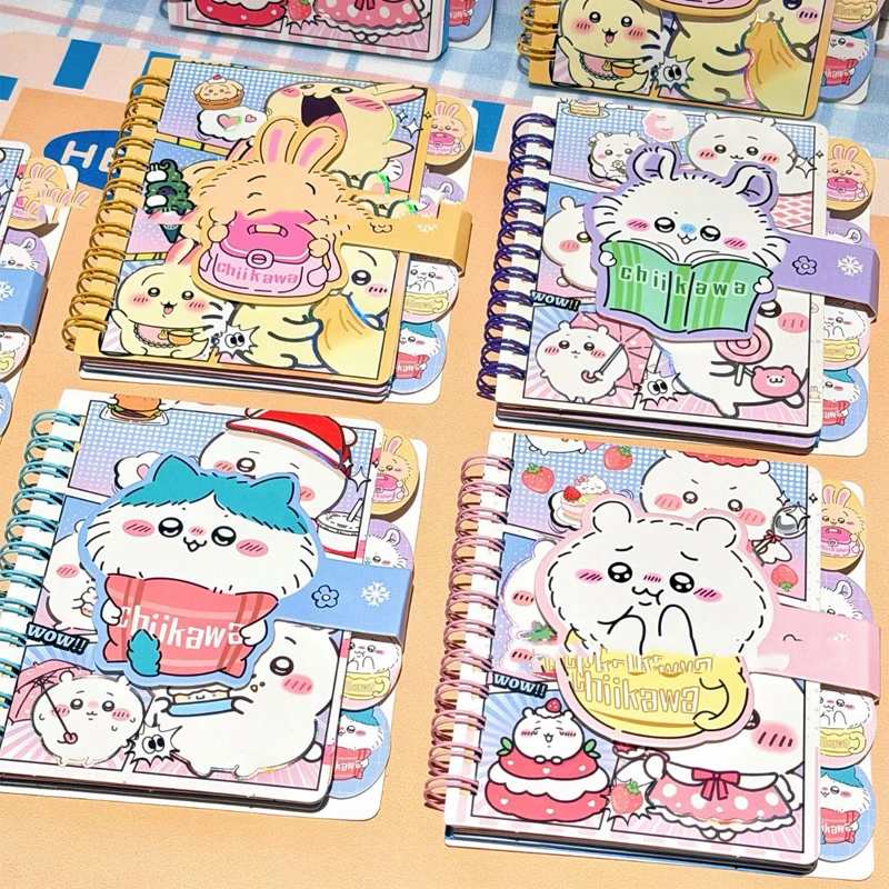 Cuaderno Espiral con Dibujos Animados de Chiikawa, con Pegatinas, Bonito Diario para Estudiantes, Agenda, Papelería, Regalo para Niñas