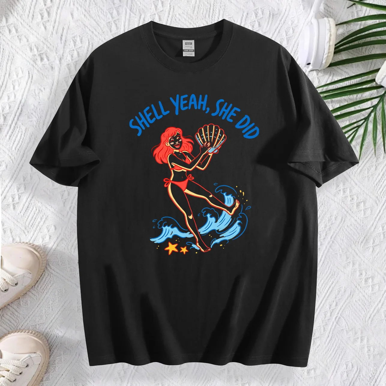 She Did Women's Graphic T-Shirt 100% Cotton Crew Neck Short Sleeve Tee Casual Summer Daily Wear