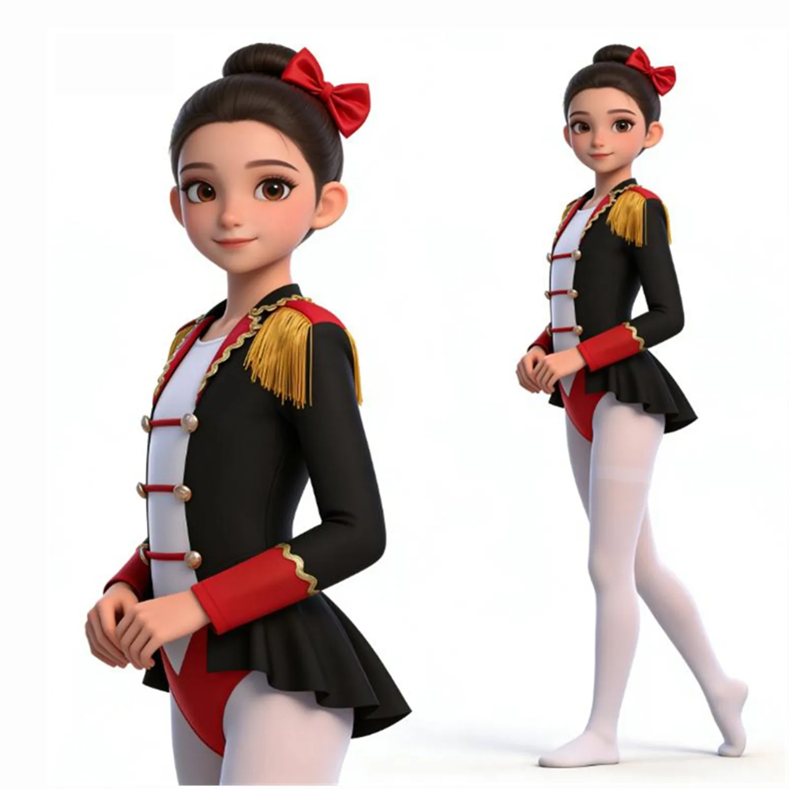 

Girls Circus Ringmaster Lion Tamer Showman Costume Director Magician Tassel Button Adorned Circus Cosplay Jumpsuit with Tie