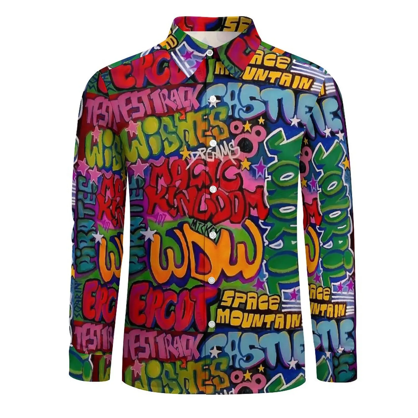 Graffiti Dreams Print Shirt Spring  Casual Shirts Men Vintage Blouse Long Sleeve Pattern Harajuku Clothes Plus Size 4XL