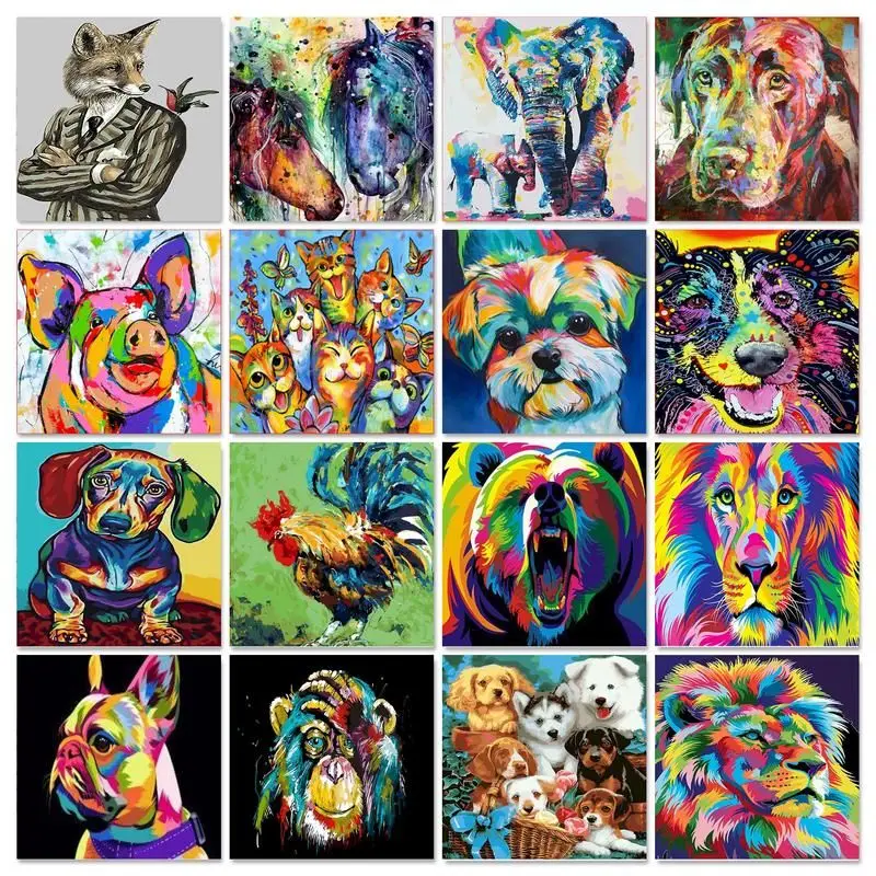 

GATYZTORY Oil Painting By Number Colorful Animals Wall Art Picture On Canvas Coloring Framed Acrylic Paint Unique Gift Home Deco