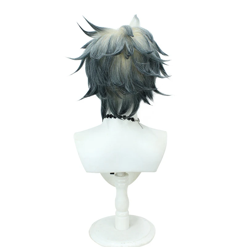 Anime GACHIAKUTA Rudo Cosplay Wig Men Black White Gradient Short Hair Heat Resistant Synthetic Wigs Halloween Carnival Prop