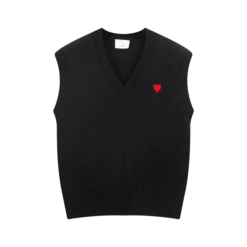 2025 New Retro Casual College Style Sleeveless Vest Sweater Fashionable Loose Men's Sweater Top Knitted V-neck Vest Women's Y2k