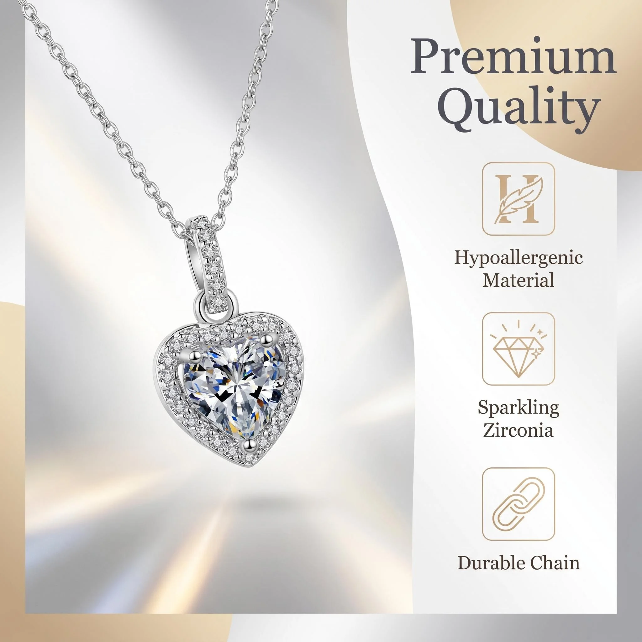 925 Sterling Silver Necklace Pendant Heart Exquisite for Women Shining Luxury Wedding Jewelry Engagement Party Gifts view 3