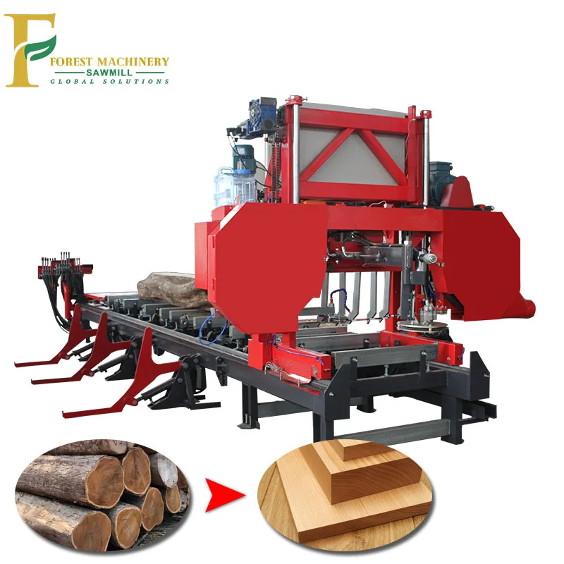 Hot Sale Horizontal Automatic Sawmill Machine Wood Cutting Timber Hydraulic Band Saw Mill With Engine Woodworking