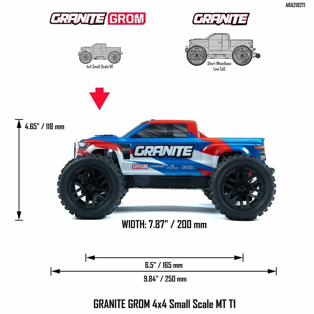 ARRMA GRANITE GROM MEGA 1/18 RC Monster Truck-380 Geborstelde 4WD RTR Elektrische afstandsbediening auto voor volwassenen en kinderen