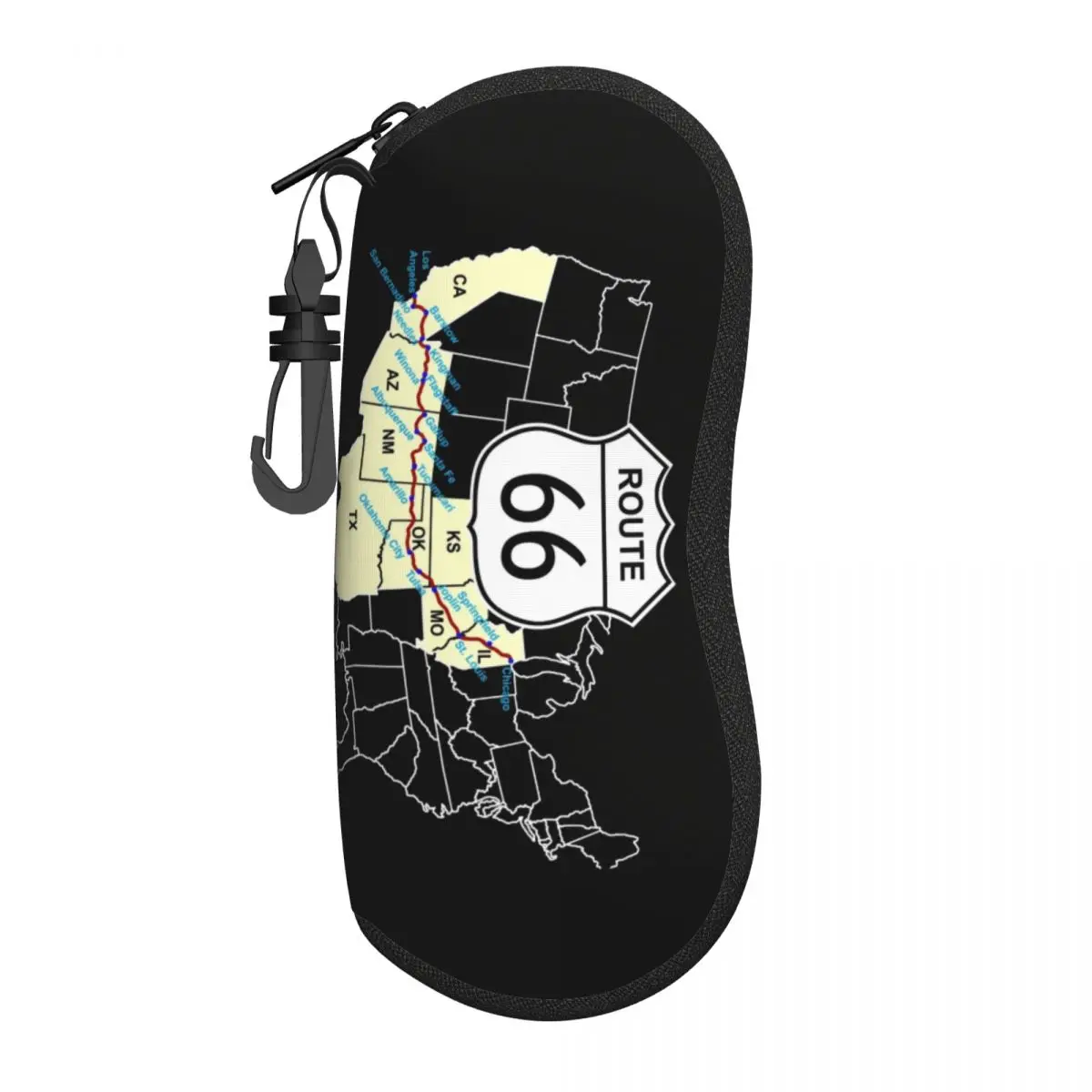 

Чехол для очков на заказ Route 66, чехол для очков для мужчин и женщин, крутой чехол для очков для шоссейных очков США, чехол для солнцезащитных очков