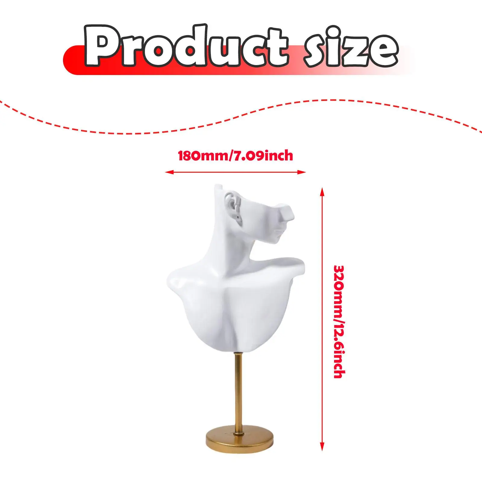 Bust Jewelry Display Model Mannequin Elegant Earring Pendant Chain Necklace Display Stand for