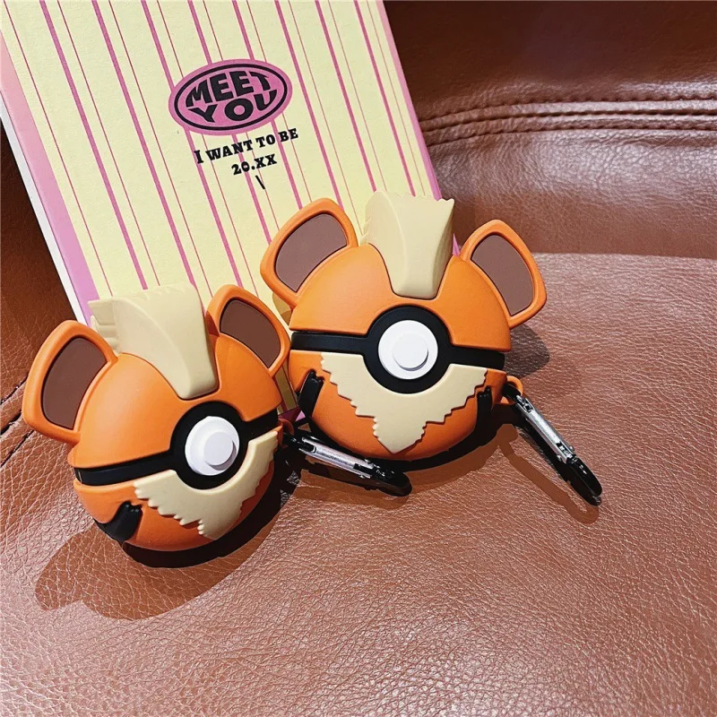 3D Growlithe Pokemon Ball For Airpods Pro 2 Case,3D Anime Earphone Shockproof Earphone Cover For Airpods 4 3 2 1 Case FUNDA