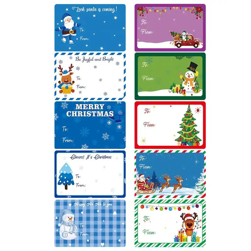 Christmas Labels Stickers 400pcs Christmas Name Tags Decorations Adhesive Craft Paper Stickers Holiday Present Labels 7.5x5cm