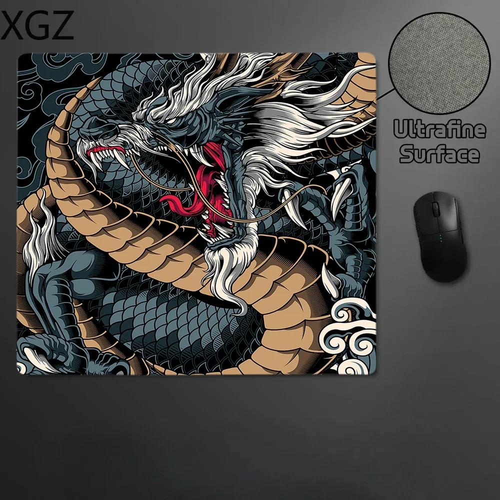 日本のドラゴンマウスパッド、滑り止めと洗える、eスポーツプレーヤー、ゲームやオフィスワークに適した大きなデスクマット、新しい