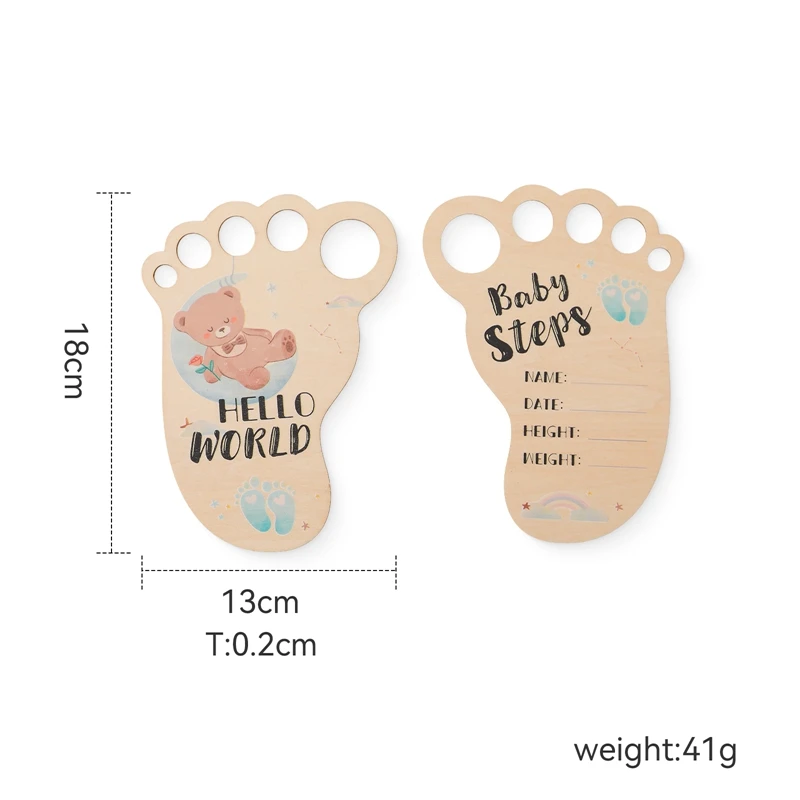 Newborn Footprint Wooden Milestone Baby Memory Board Infant Growth Commemoration Birthing Gift Photography Props Accessories