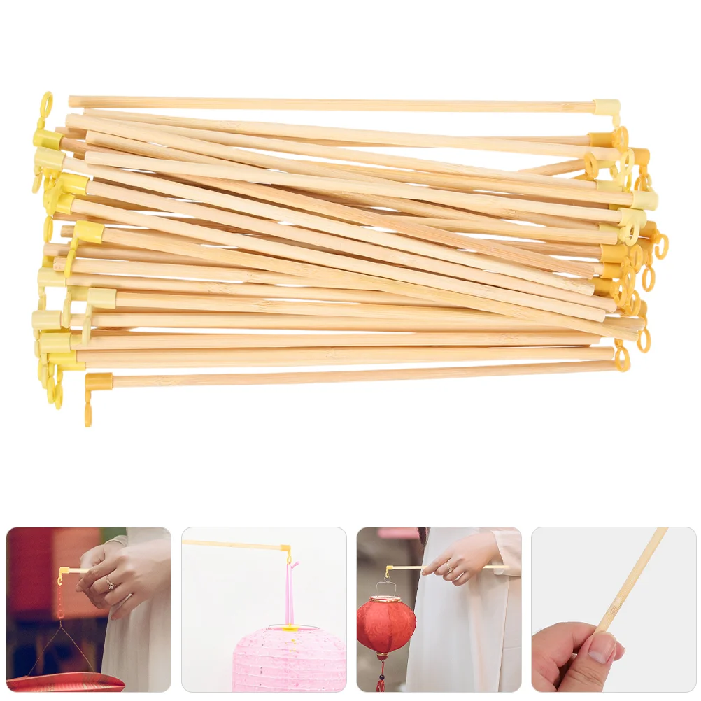 40 Pcs Portable Lantern Pole Papers Stick Handheld Poles Craft Kit Sticks Lanterns Making Suite Child