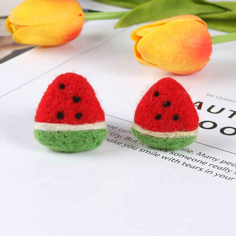 20pcs Kawaii Wool Felt Fruit Watermelon Crafts Supplies DIY Handmade Jewelry Making Material Costume Home Decoration