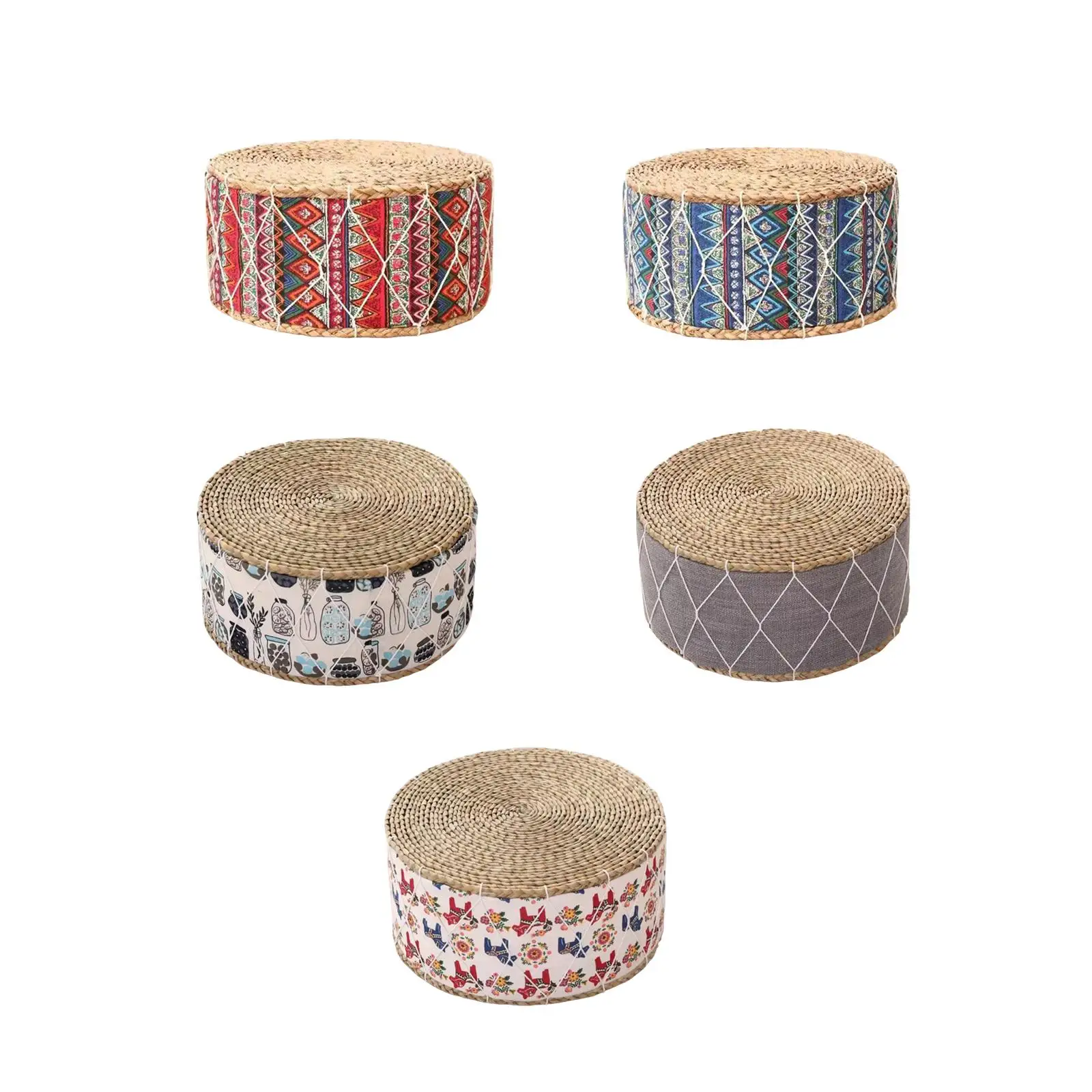 Straw Woven Small Stool Meditation Pillow Handmade Tatami Seat Cushion For Indoor Yoga Meditation Table Floor Stool