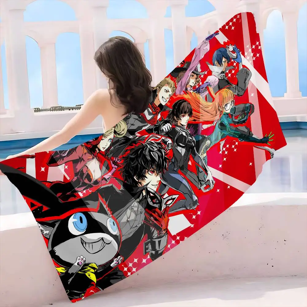 Game P-persona 5 Anime Beach Swimming Towel Soft Absorbent Washcloth Children's Gifts for Kids Travel Camping Gym