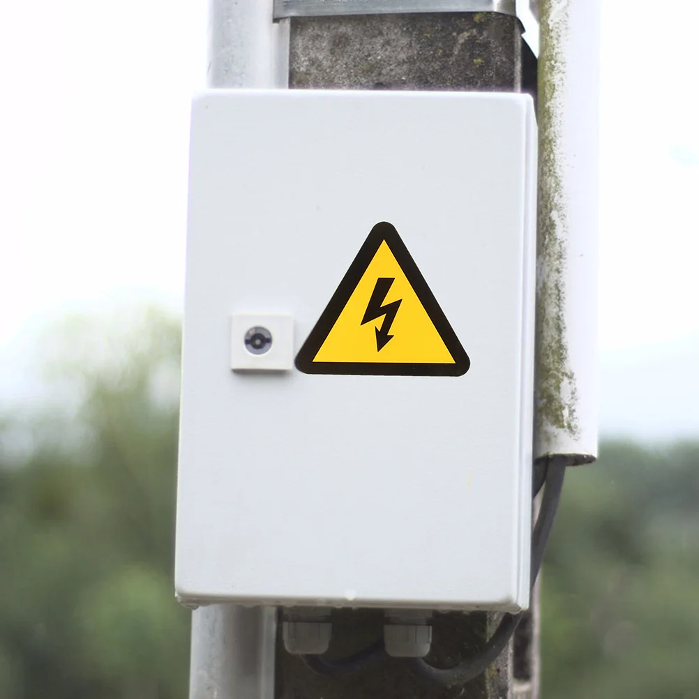 24 peças etiquetas adesivas para unhas etiquetas de painel elétrico o sinal cerca choques amarelos cuidado aviso de alta tensão