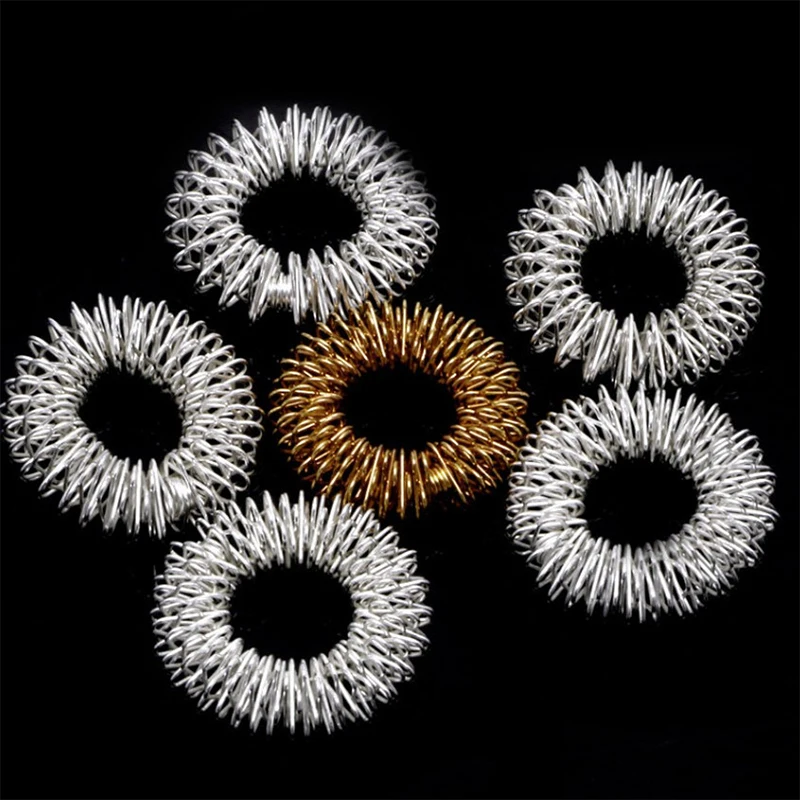 10pcs Stainless Steel Finger Massage Ring Acupuncture Ring Therapy Relax Blood