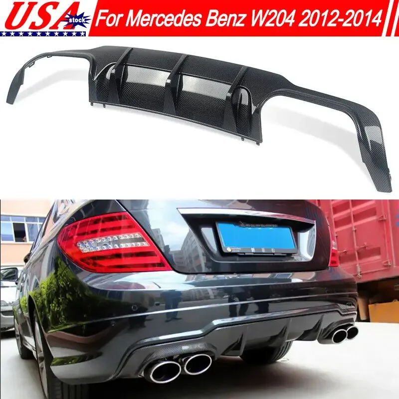 Carbon Fiber Look AMG Style Rear Diffuser For Mercedes W204 C250 C300 C350 12-14