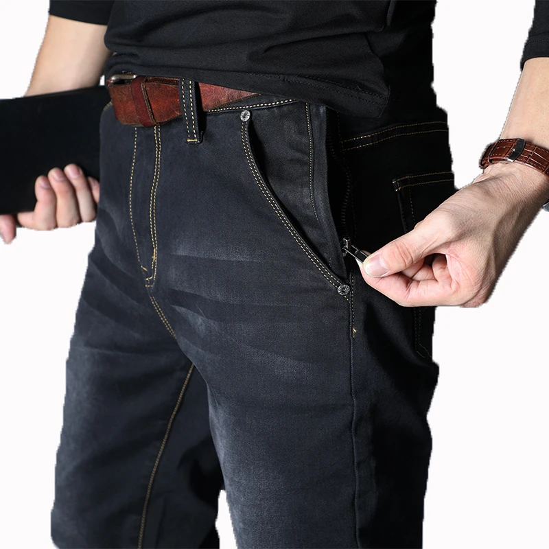 

Men's Jeans Fashion Casual Loose Straight Leg Pants Anti-theft Zipper Design Denim Trousers Male Large Size 32-48