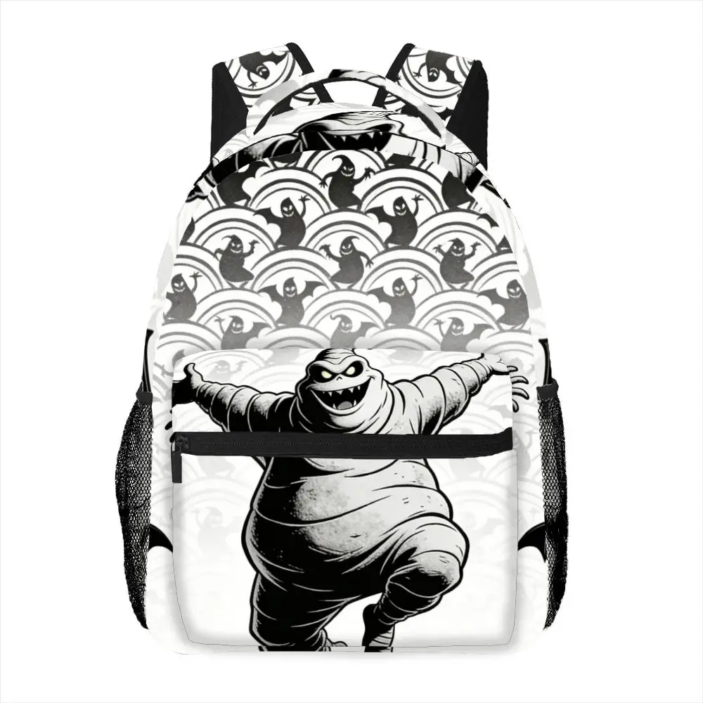 

1 шт., унисекс, черно-белый рюкзак Oogie Boogie с мультяшным принтом, регулируемые ремни на молнии