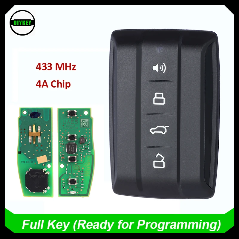 DIYKEY Original Keyless Go Auto Smart Remote Key 433Mhz 4A Chip 4 Buttons Fob dla Great Wall GWM TANK 300